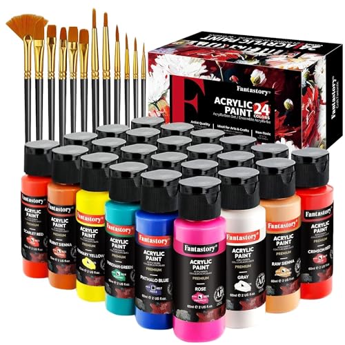 Conjunto de Tinta e Pincéis FANTASTORY (24x60ml) Fantastory - Tinta, tinta de arte e esmalte - tinta, pincéis, manualidades, cores vivas