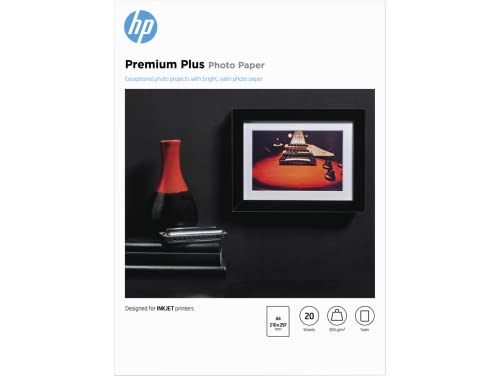 Papel Fotográfico HP Premium Plus Brilho Semibrilho (CR673A) HP - Papel de impressora e copiadora - brilhante sem brilho, 300 g/m², a4, 20 folhas