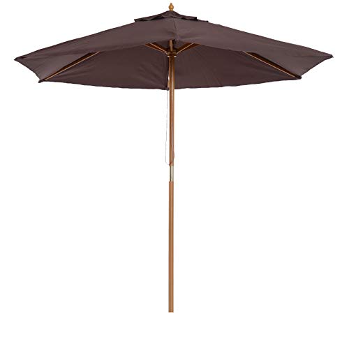 Guarda-Sol de Madeira Outsunny | 250 x 230 cm - Castanho Outsunny - Móveis de exterior - madeira, 250 x 230 cm, castanho, abertura rápida