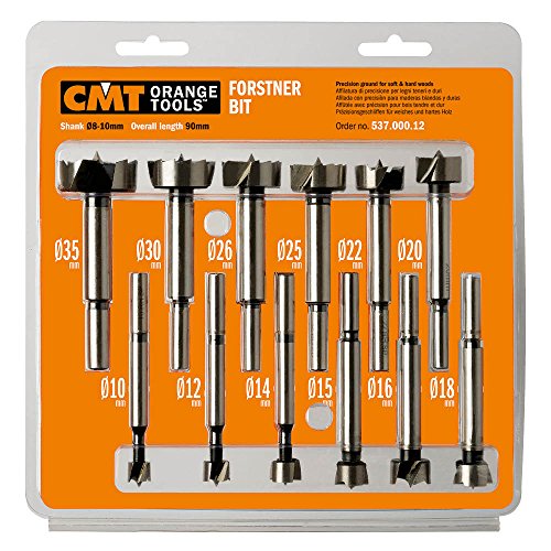 Conjunto de Brocas para Madeira CMT 537.000.12 CMT - Acessórios para brocas e parafusadeiras - conjunto, brocas, madeira, cmt 537.000.12, cabeça cilíndrica