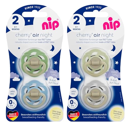 Chupeta CHERRY NIGHT Black Night & Milky White nip - Cuidados com a higiene oral - luz, vibração, lavável, tampa aberta