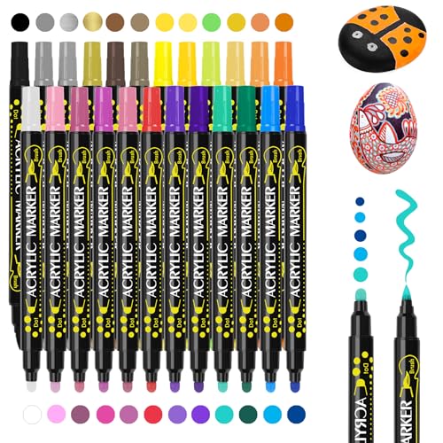 Marcadores Acrylic LUZOON 24 Cores Duplo Ponta LUZOON - Marcadores e marcadores de texto - 24 cores, duplo ponto, tinta acrylic