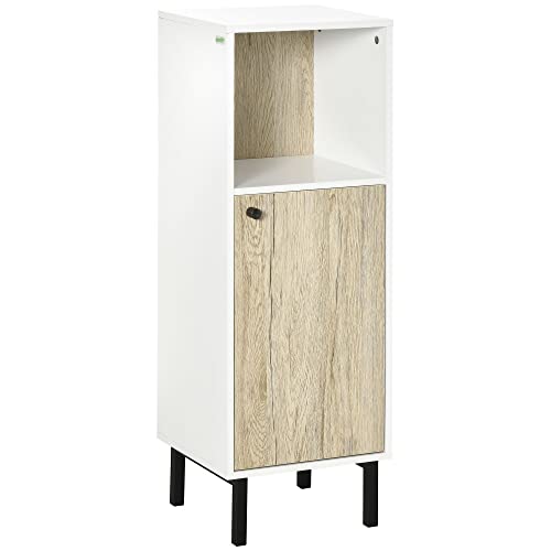 Armário auxiliar de casa de banho kleankin | 31,5 x 30 x 91 cm | madeira e branco SPANISH AOSOM - Armários de armazenamento e armários de bloqueio - 31,5 x 30 x 91 cm, madeira, branco, estantes ajustáveis