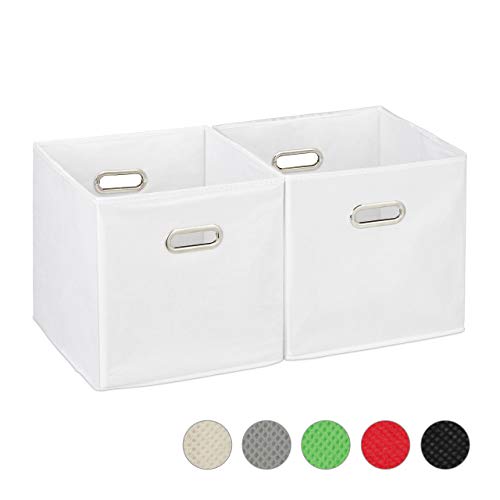 Caixa de Arrumação Relaxdays com Alça e Tampo Removível | 30x30x30cm - Branco Relaxdays - Recipientes de armazenamento doméstico - alça, tampo removível, 30x30x30cm, branco