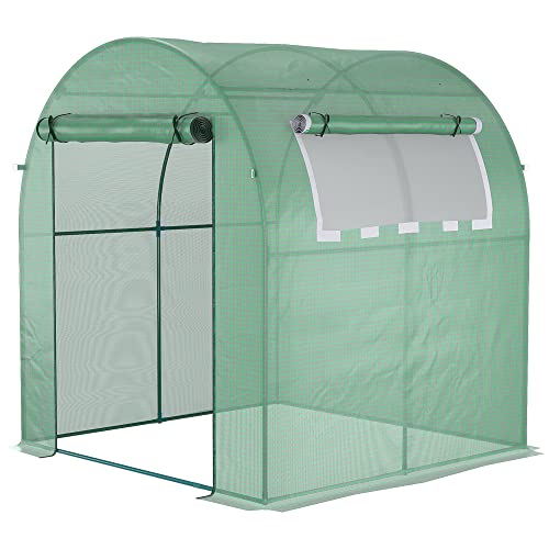 Churrasqueira ao Ar Livre Outsunny | 180x180x200 cm - Verde Outsunny - Estufas - 180x180x200 cm, verde, janelas enroscáveis, porta enroscável