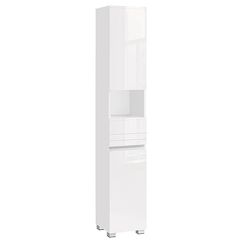 Armário de Casa de Banho VASAGLE Bbc560P31 VASAGLE - Conjuntos de móveis - 3 prateleiras, compartimento com porta, MDF, design moderno