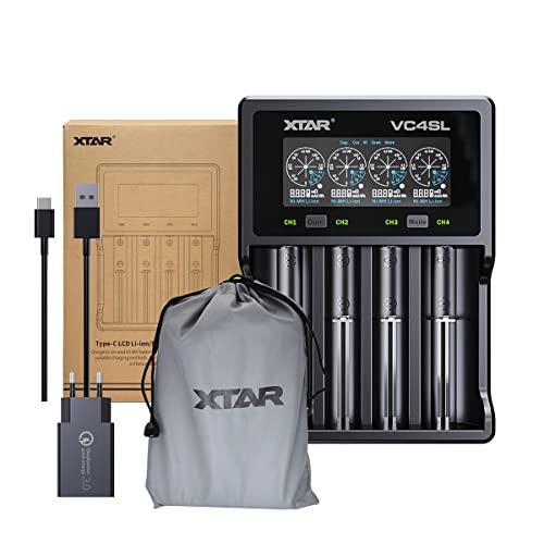 Carregador Bateria XTAR VC4SL Carregador de Bateria Universal XTAR - Carregadores de bateria de uso geral - interior, litio, contatos, ca