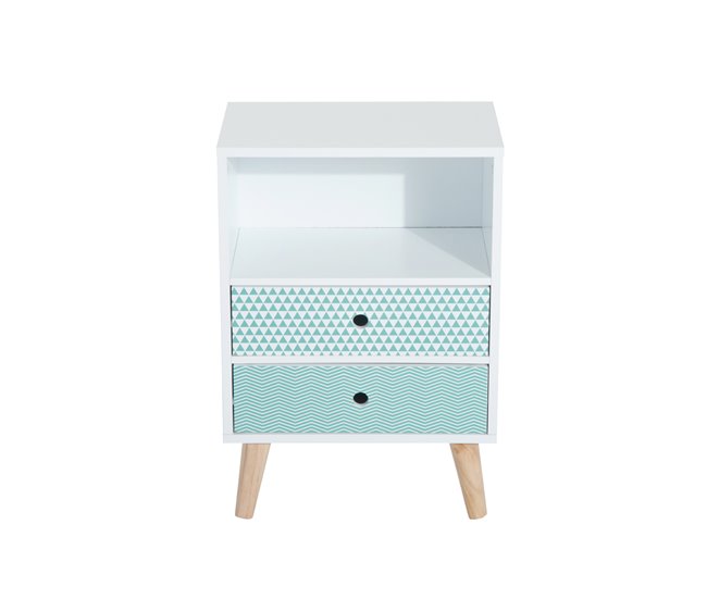 Cómoda HOMCOM | 2 Gavetas + Prateleira | 45 x 30 x 65 cm - Branco HOMCOM - Mesinhas de cabeceira - 2 gavetas, prateleira, branco