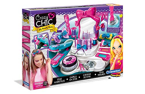 Crazy Chic - Star Hair 4 Peças (Idade Mínima Recomendada: 3 anos) CLEMENTONI - Profissões fingidas e representação de papéis - estação de beleza, espelho, penteador, acessórios para o cabelo