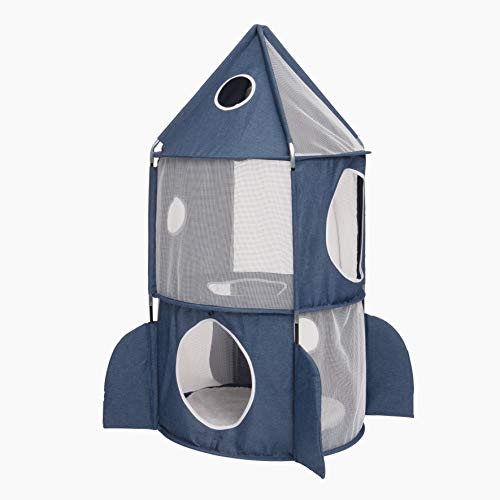 Gato de brincar Cat It Rocket Ship azul 1 peça(s) CAT IT - Mobiliário para gatos - tecido, cat tower, 3 níveis, azul