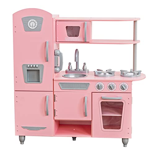 Cozinha de Brincar KIDKRAFT Vintage (Idade Mínima: 3) KIDKRAFT - Cozinhas de brinquedo e alimentos de brincar - placas pintadas, roletes giratórios, madeira resistente, fácil de limpar