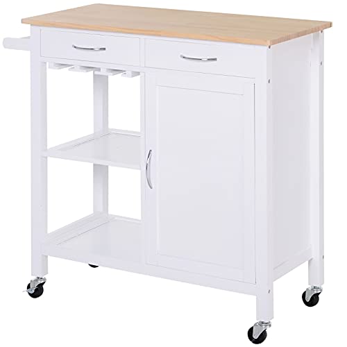 Carrinho de Cozinha HOMCOM | 89 x 40 x 84 cm - Branco HOMCOM - Carrinhos e ilhas - 89x40x84cm, branco