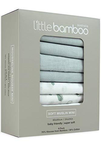Little Bamboo Quadrado de Muselina (8 unidades) - Cinzento Little bamboo - Toalhas de banho e panos de limpeza - 8 unidades, bambu, muselina, suave