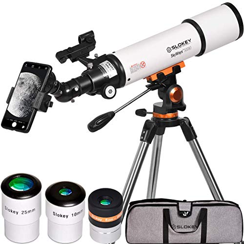 Telescópio SLOKEY (Prateado e Preto - 20-250x) Slokey - Telescópios - 20-250x, focagem manual, lente ocular, tripé