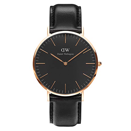 Relógio SHEFFIELD CLASSICBLACK (Preto - Aço e Couro - 38.5 x 38.5 x 10 mm) Daniel Wellington - Relógios - preto, aço, couro, 38.5x38.5x10mm