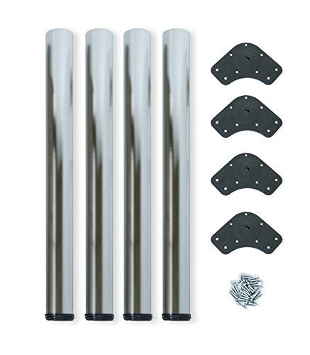 Pernas de Mesa, EMUCA, d. 60 mm, reguláveis 710-730 mm, aço, niquel, 4 ud. Emuca - Pernas de mesa - aço, níquel, reguláveis, 710-730 mm
