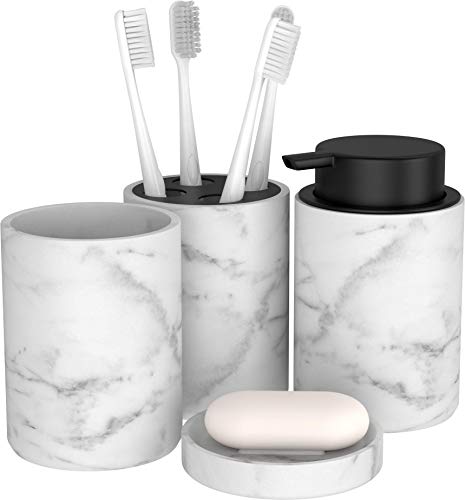 Conjunto de 4 acessórios de casa de banho BONVIVO Bonstato GmbH - Suprimentos de limpeza doméstica - recarregável, copo, suporte, elegante