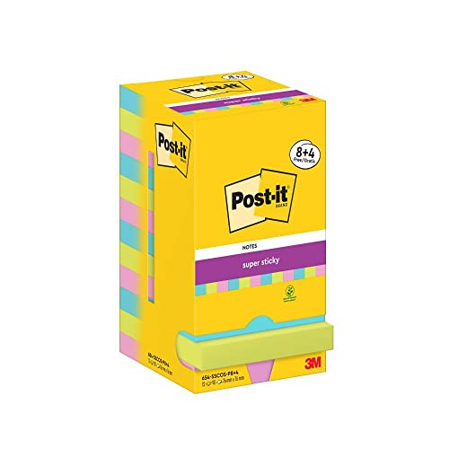 Bloco de Notas Autocolante POST-IT 654-12SS-C5 (76x76mm) 3M - Notas autoadesivas - autocolante, rosa, 76x76mm