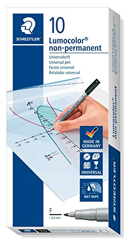 Marcador Permanente STAEDTLER Lumocolor 314-1 Staedtler - Marcadores e marcadores de texto - 10 marcadores, ponta fibra, universal, recarregável