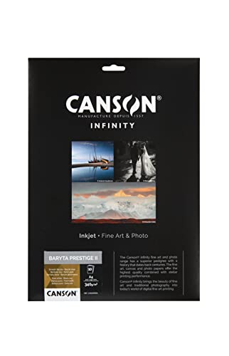 Papel Fotográfico Canson Infinity Baryta Prestige II (10 Folhas) Fila - Papel de impressora e copiadora - papel fotográfico, canson infinity, baryta prestige ii, superfície suave, fibra de sulfato de bário