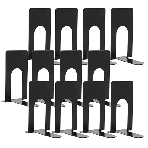 Suporte de Livros 6 Pares Preto 12 Unidades Nuangoo - Suportes de livros - livro, preto, 12 unidades