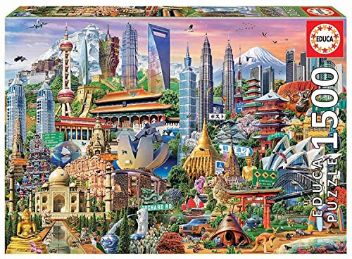 Puzzle EDUCA BORRAS 1500 Los Pájaros de Asia EDUCA - Quebra-cabeças de encaixar - 1500 peças, pájaros de Asia, fixador, 85x60 cm