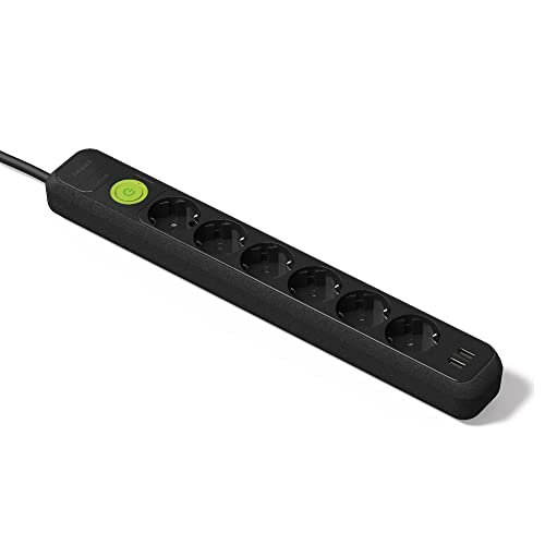 Extensão Elétrica FAMATEL 6 tomadas + 2 USB Preto (1.5 m) Famatel - Fios e cabos elétricos - 6 tomadas, 2 usb, 1.5m, proteção infantil