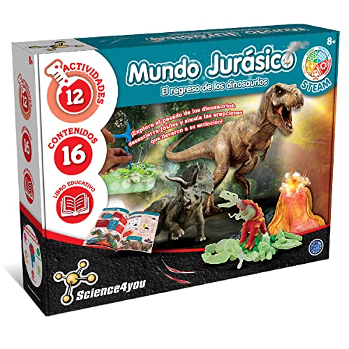 Kit de Ciência SCIENCE4YOU Jurassic World (Idade Mínima Recomendada: 6 anos) Science4you - Brinquedos - dinossauros, fósseis, evolução, 6 anos