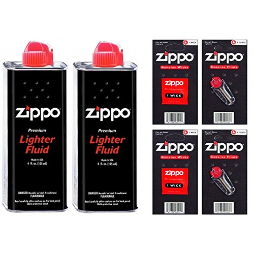 Zippo Lot of 2 Refillable Lighter Tanks with 12 Flints and 2 Wicks Zippo - Recipients e tanques de combustível - refillável, flintes, wicks
