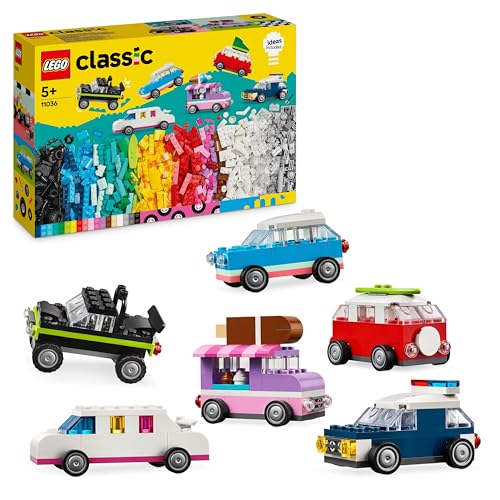 LEGO Classic - Vehículos Creativos Coloridos (Idade Mínima: 5) LEGO - Blocos de encaixe - LEGO Classic, vehículos creativos coloridos, idade mínima 5, construir veículos, polícia, carruagem de gelados