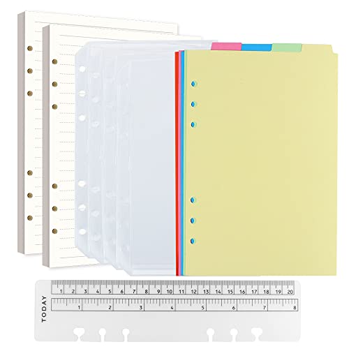 Pack 2 Cadernos e 160 Folhas para Filofax A5 YiliYa - Cadernos e bloco de notas - filofax a5, 160 folhas, separadores coloridos, fita, registo de medidas