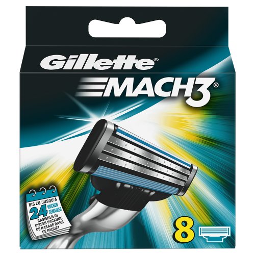 Lâminas de Barbear GILLETTE Mach3 Turbo (8 Un) Gillette - Lâminas e navalhas de barbear - mach3, turbo, 8 unidades