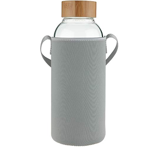 Garrafa de Água FEREXER (Bambu - Transparente) Liangcheng - Garrafas de água - bambu, transparente, vidro borosilicato, sem BPA