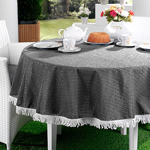Manta Redonda 130 X 130 Cm Cinzento Escuro Peyer Syntex - Toalhas de mesa - 130x130 cm, cinzento escuro