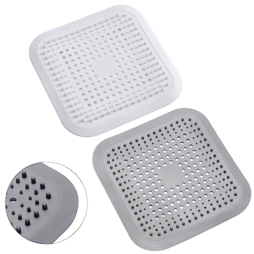 Acessório de banheira e casa de banho ALYVISUN 2Pcs Silicona Atrapa Pelos Ducha com Ventosa Alyvisun - Tampas e peneiras de drenagem - silicone, dobrável, banheira, escoamento