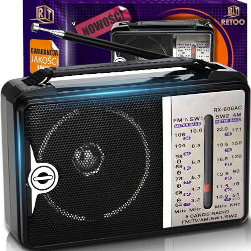 Rádio RETOO Vintage (Preto - Digital - AM/FM/SW - Pilhas) Retoo - Radios - digital, AM/FM/SW, antena telescópica, altifalantes integrados