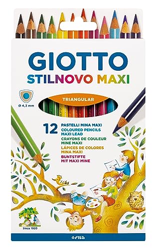 Lápis Cor GIOTTO Stilnovo Maxi (Multicor - 12 Tabletas) Giotto - Lápis - multicor, 12 tabletas, ponta triangular, tinta à base de água