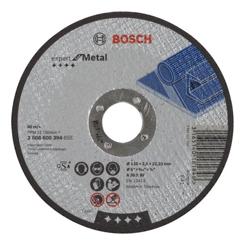 Discos de Lixa BOSCH Expert Abrasivo (Ø 12.5 cm) Bosch - Lâminas de serra - diâmetro 12.5 cm, espesor 2,5 mm, disco abrasivo, velocidade máxima 80 m/s