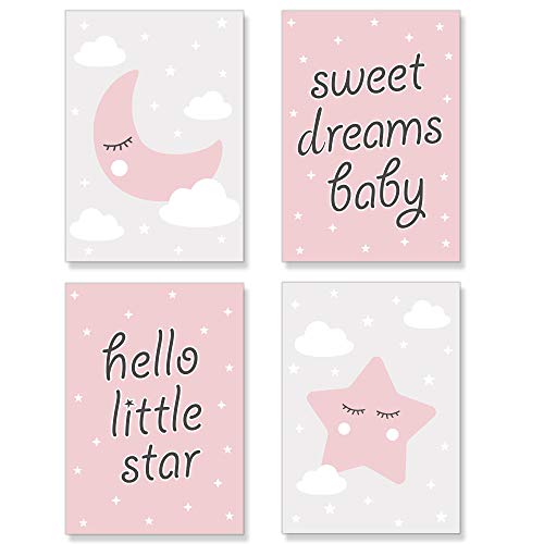 Quadro de Parede PREMYO Luna e Estrela Rosa PREMYO - Pósteres, impressões e arte visual - quadro, parede, premyo, luna, estrela, rosa