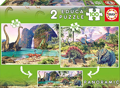 Puzzle EDUCA BORRAS Dinosaurs (Idade Mínima: 3 Anos - 200 Peças) EDUCA - Quebra-cabeças de encaixar - dinossauros, 200 peças, cartão robusto, autocolantes