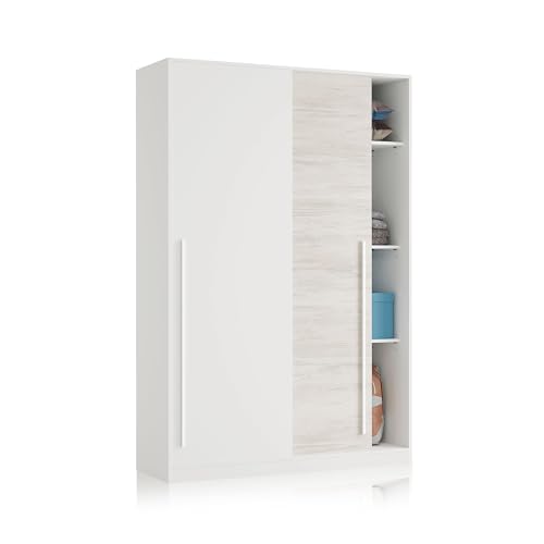 Armário ARTIK Elliot Branco Mate (Branco - MDF - 120x200x50cm) Usinestreet - Guarda-roupas - branco, MDF, 120x200x50cm