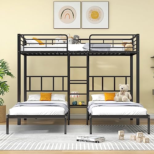 Cama MOIMHEAR Triple com Escada e Mesa (Preto - 90x200cm) Moimhear - Conjuntos de móveis - tripla, escada, mesa, preto