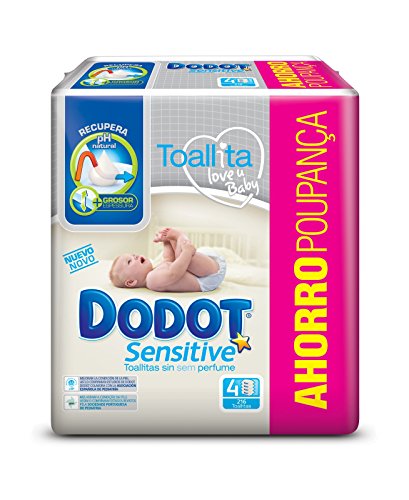 Toalhitas DODOT Toalhitas para Bebe Sensível (4 Unidades) DODOT - Muda fraldas - sensíveis, pH natural, tecido espesso, limpeza suave