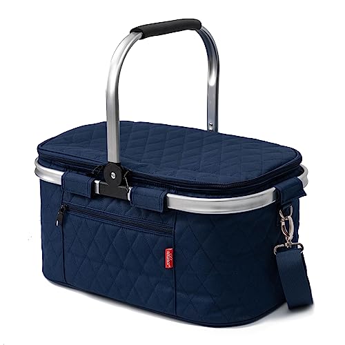 Cesto Grande de Picnic SOLANCE (Plástico - Azul) Solance - Porta-alimentos e bebidas - 30L, plástico, isolamento térmico, azul