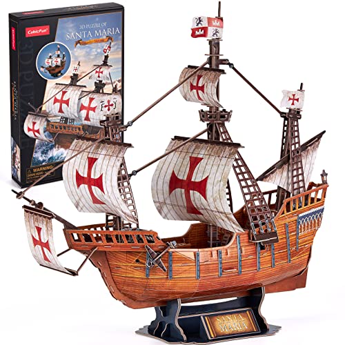 Puzzle CUBICFUN Santa Maria Boat (Idade Mínima Recomendada: 12 anos) CubicFun - Quebra-cabeças de encaixar - madeira, 3D, 750 peças, 12 anos