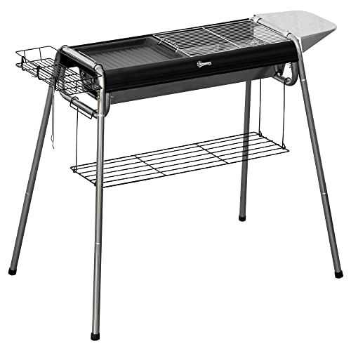 Churrasqueira a Carvão Outsunny | 96 x 61 x 72 cm - Preto Outsunny - Churrasqueiras ao ar livre - carvão, 96x61x72 cm, preto, portátil