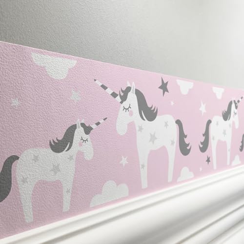 Autocolante Decorativo Lovely Label Unicornio Rosa e Cinza lovely label - Papel de parede - unicórnio, rosa, cinza, decorativo