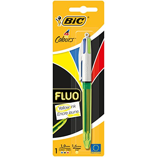 Esferográfica BIC Fluorescent (Multicor - Ponta Média) BIC - Canetas - multicor, ponta média, altérnativas cores, plástico transparente