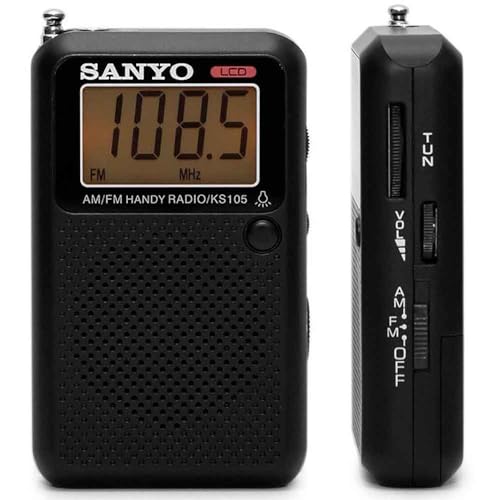Rádio Sanyo KS-105P Preto (Rádio) SANYO - Áudio - sintonizador digital, am/fm, altifalantes incorporados, antena telescópica