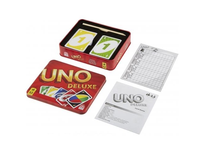 Jogo de Tabuleiro MATTEL Games Uno Deluxe (Idade Mínima Recomendada: 7 anos) Mattel - Jogos de cartas - jogo de cartas, 2 a 10 pessoas, 500 pontos